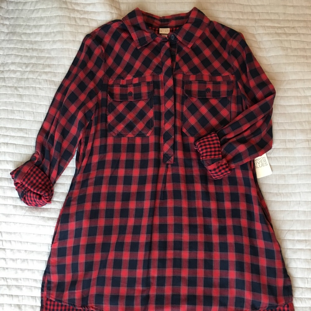NWT Canyon River Blues Plaid Tunic Shirt Dress